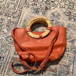 Anthropologie Orange Shoulder Bag with Woven Handle